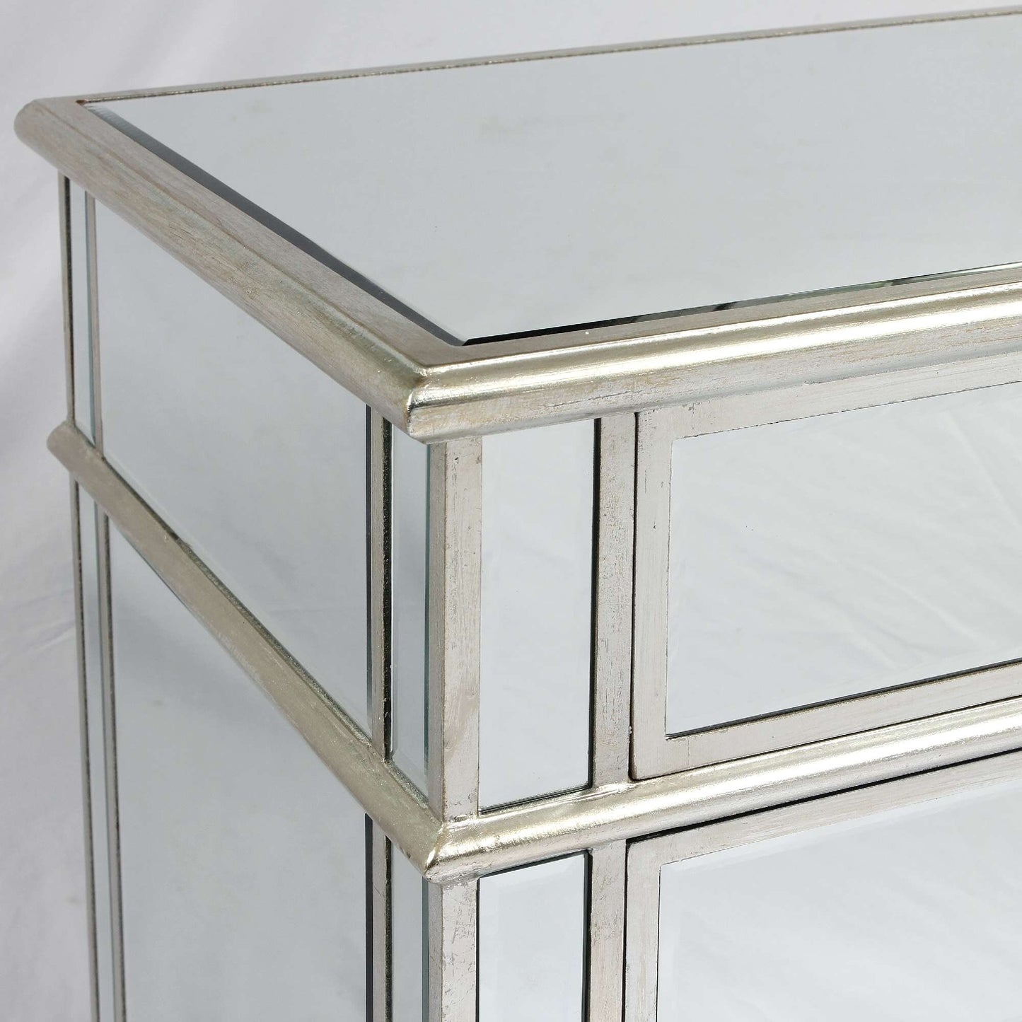 Mirrored Silver Gilt Two Over Three Chest of Drawers