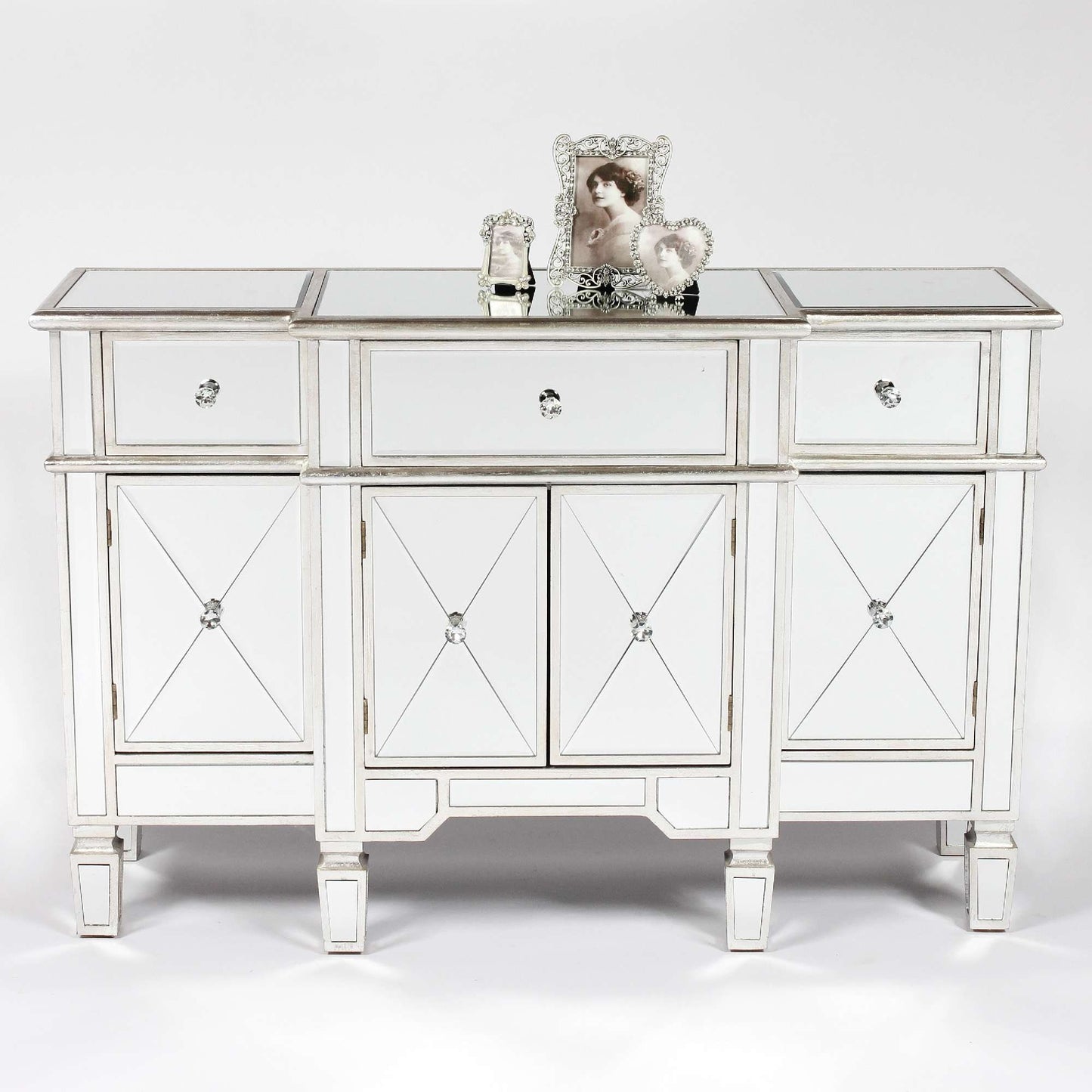 Mirrored Silver Side Cabinet Sideboard