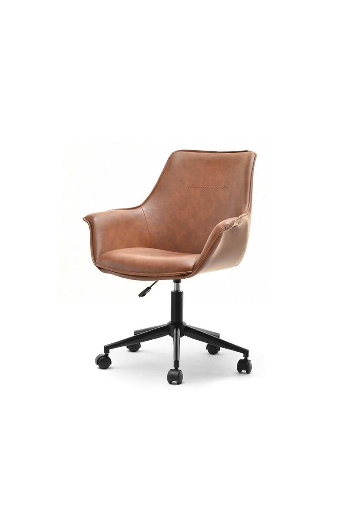 Vintage Retro Style Office Desk Executive Chair in brown faux leather