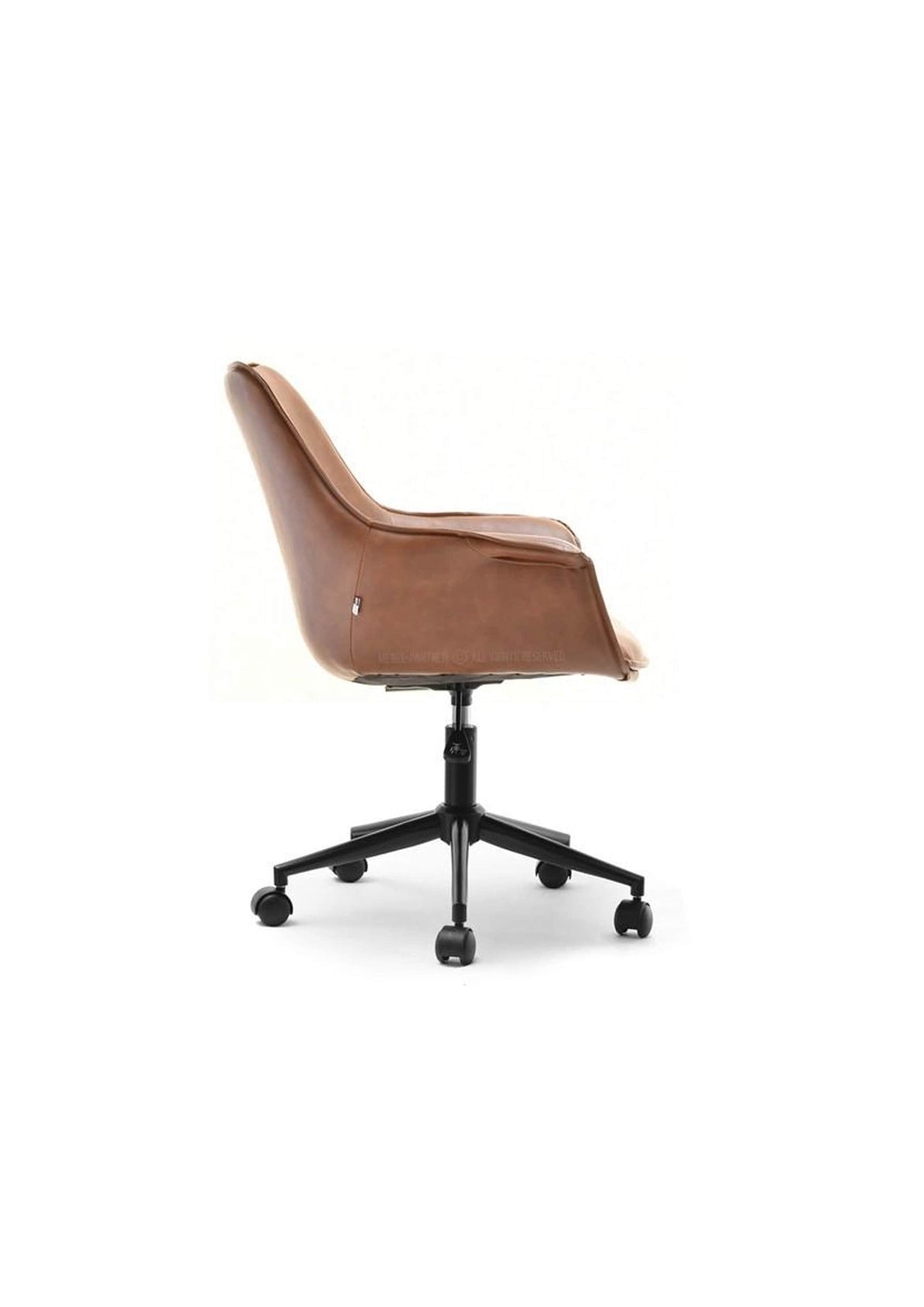 Vintage Retro Style Office Desk Executive Chair in brown faux leather