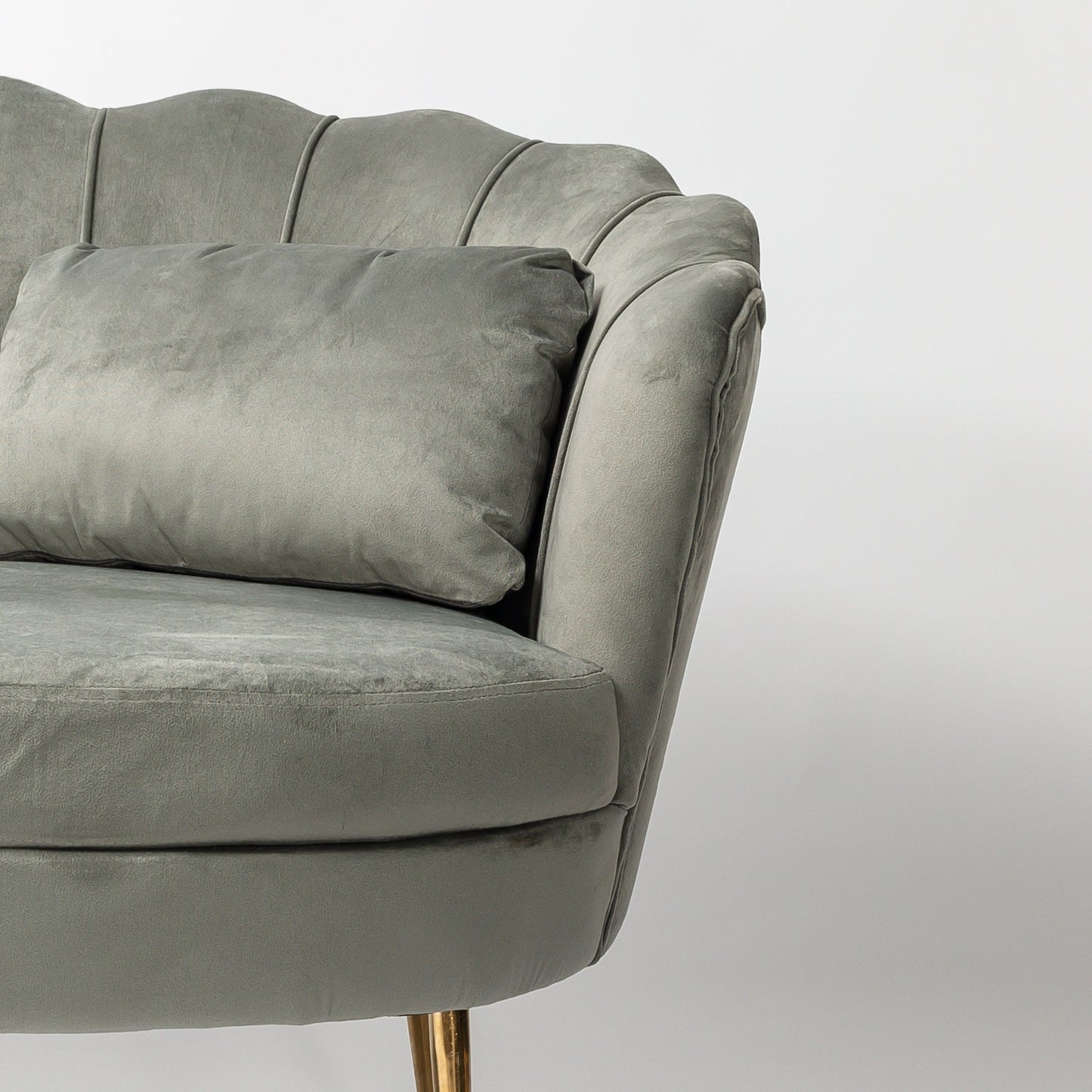 Light Grey Velvet 2 Seater Sofa With Gold Legs