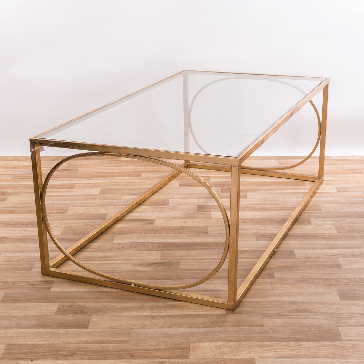 Beautiful Rectangle Metal Coffee Table - Gold Gilt Leaf