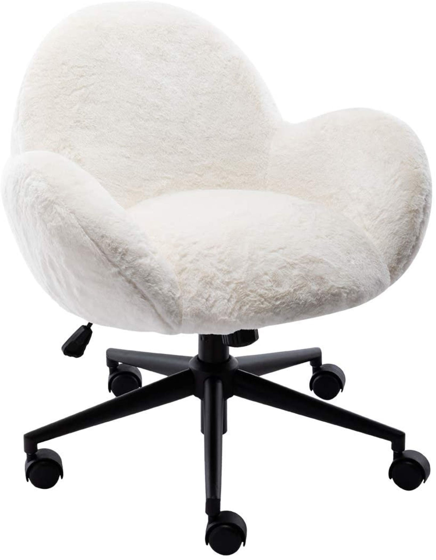 Lucia Faux Fur Swivel Desk Study Home Office Computer Chair Armchair - White or Pink