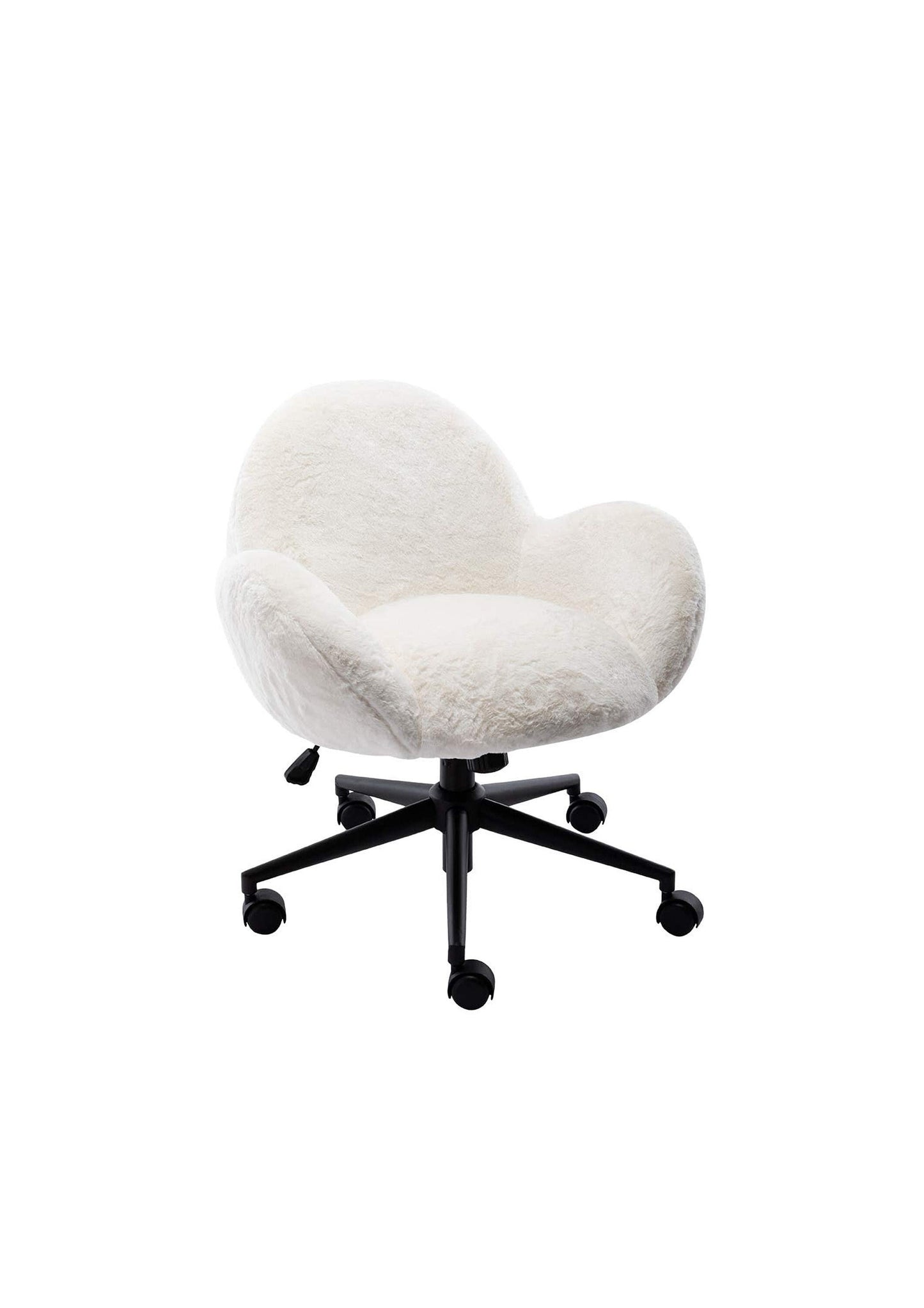 Lucia Faux Fur Swivel Desk Study Home Office Computer Chair Armchair - White or Pink