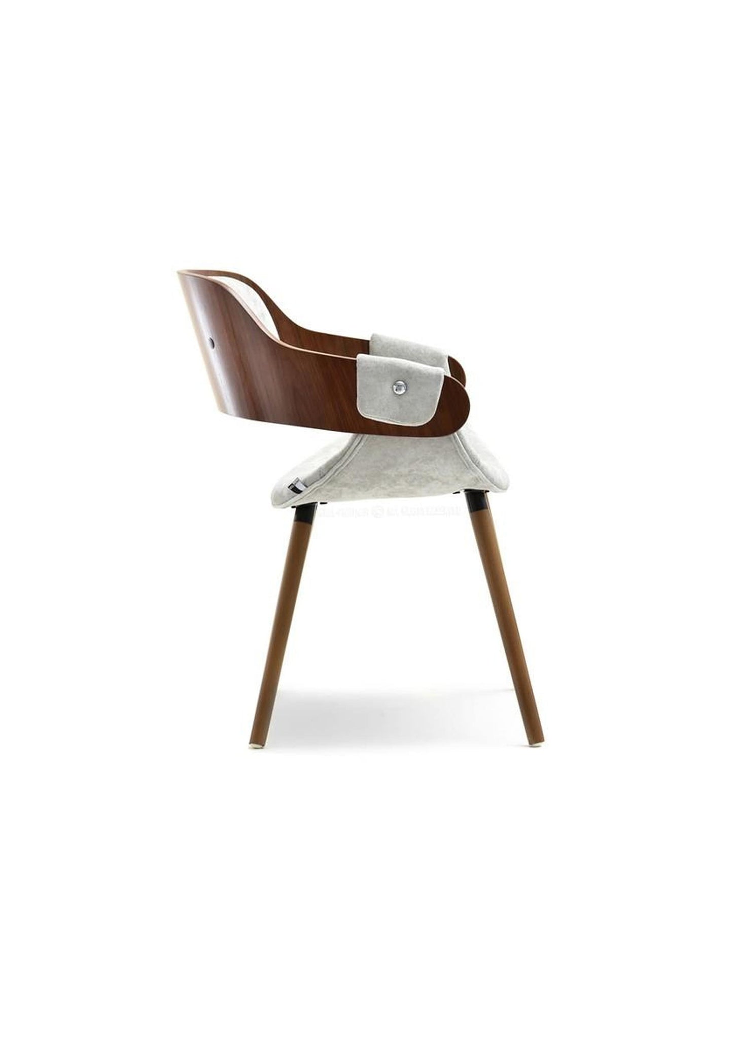 NEW Designer RETRO SCANDI Style dining/ office / desk chair grey or black and walnut wood veneer