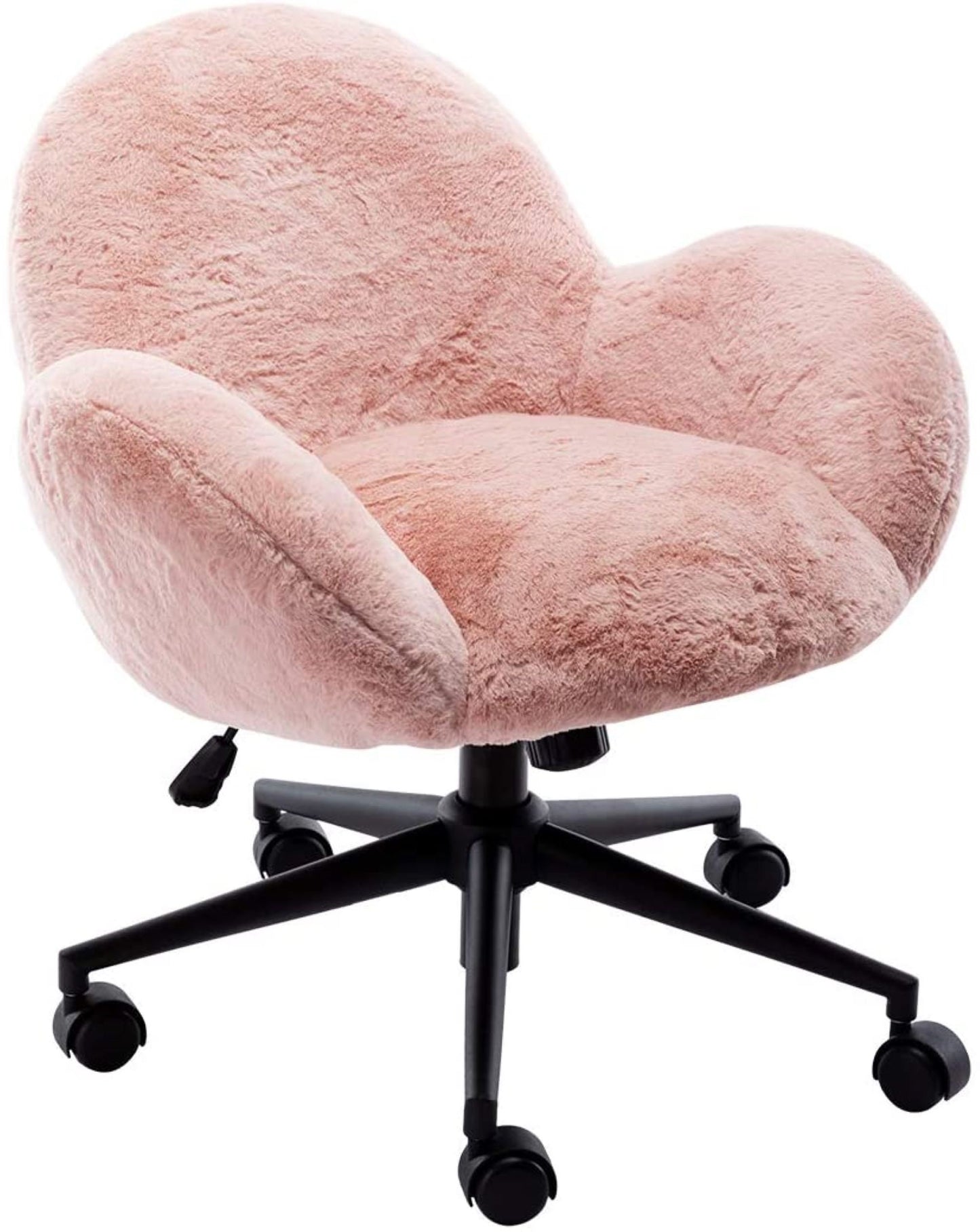 Lucia Faux Fur Swivel Desk Study Home Office Computer Chair Armchair - White or Pink