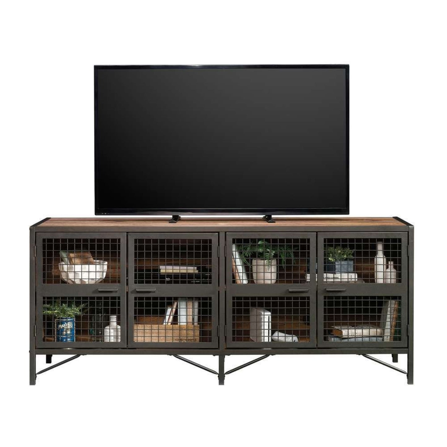 Industrial style sideboard/TV unit in Vintage Oak effect with black accents