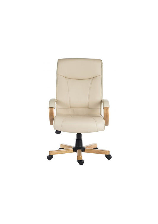 Luxury cream bonded leather faced executive armchair