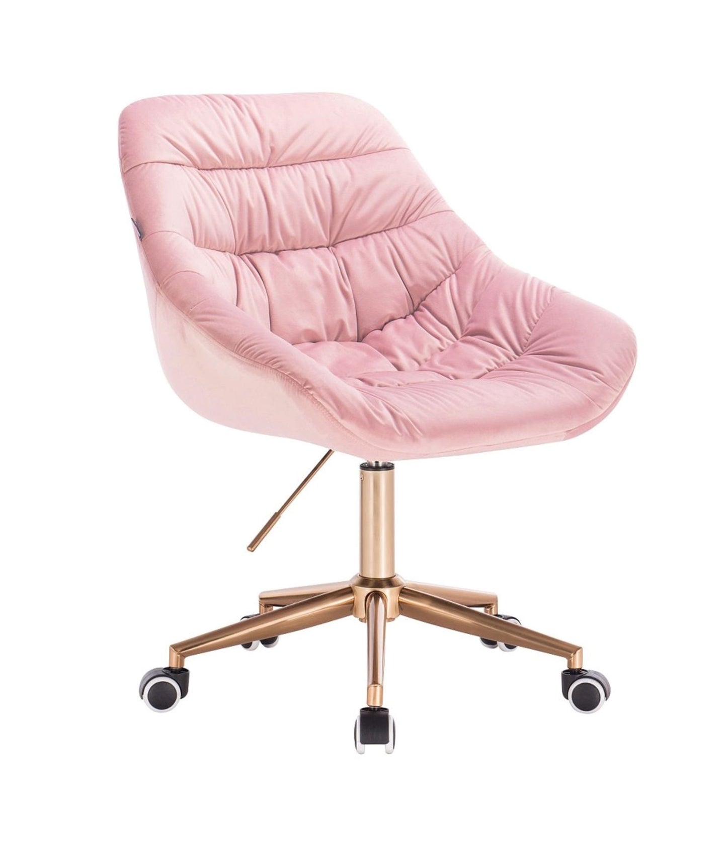 Designer velvet adjustable office/desk chair with gold swivel base in  Green/ Lilac / Pink