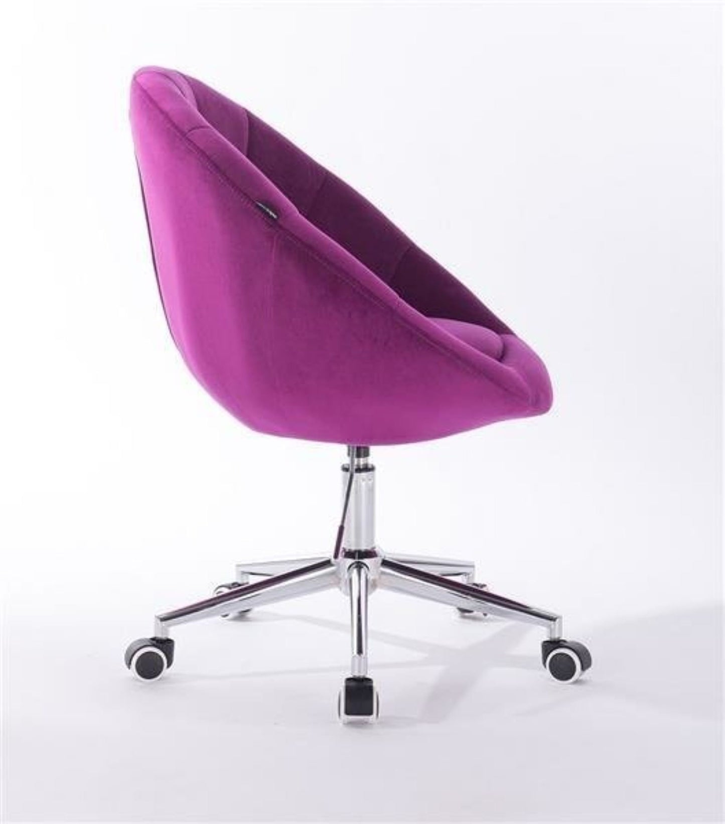Designer velvet adjustable armchair office/desk chair with swivel base in Grey / Fuchsia / Pink