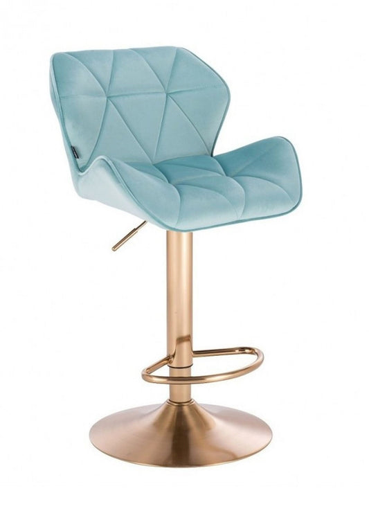 Designer velvet adjustable barstool with gold base - Many colours