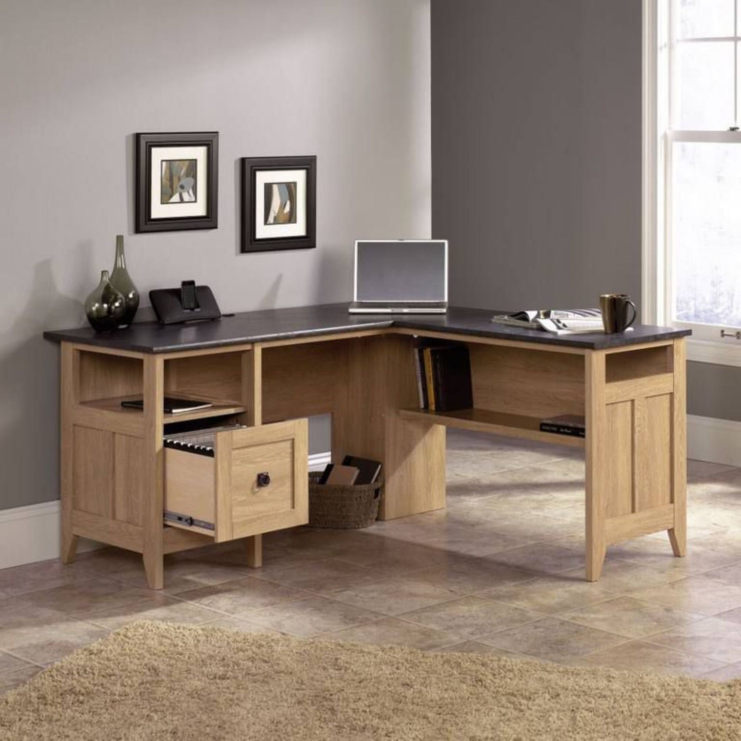 Executive L-Shaped Home Office Desk