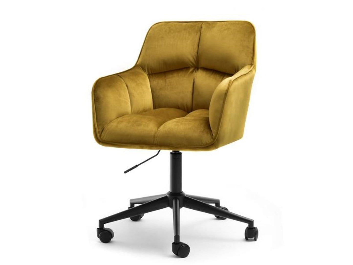Designer velvet adjustable armchair office/desk chair with black swivel base Many Colours