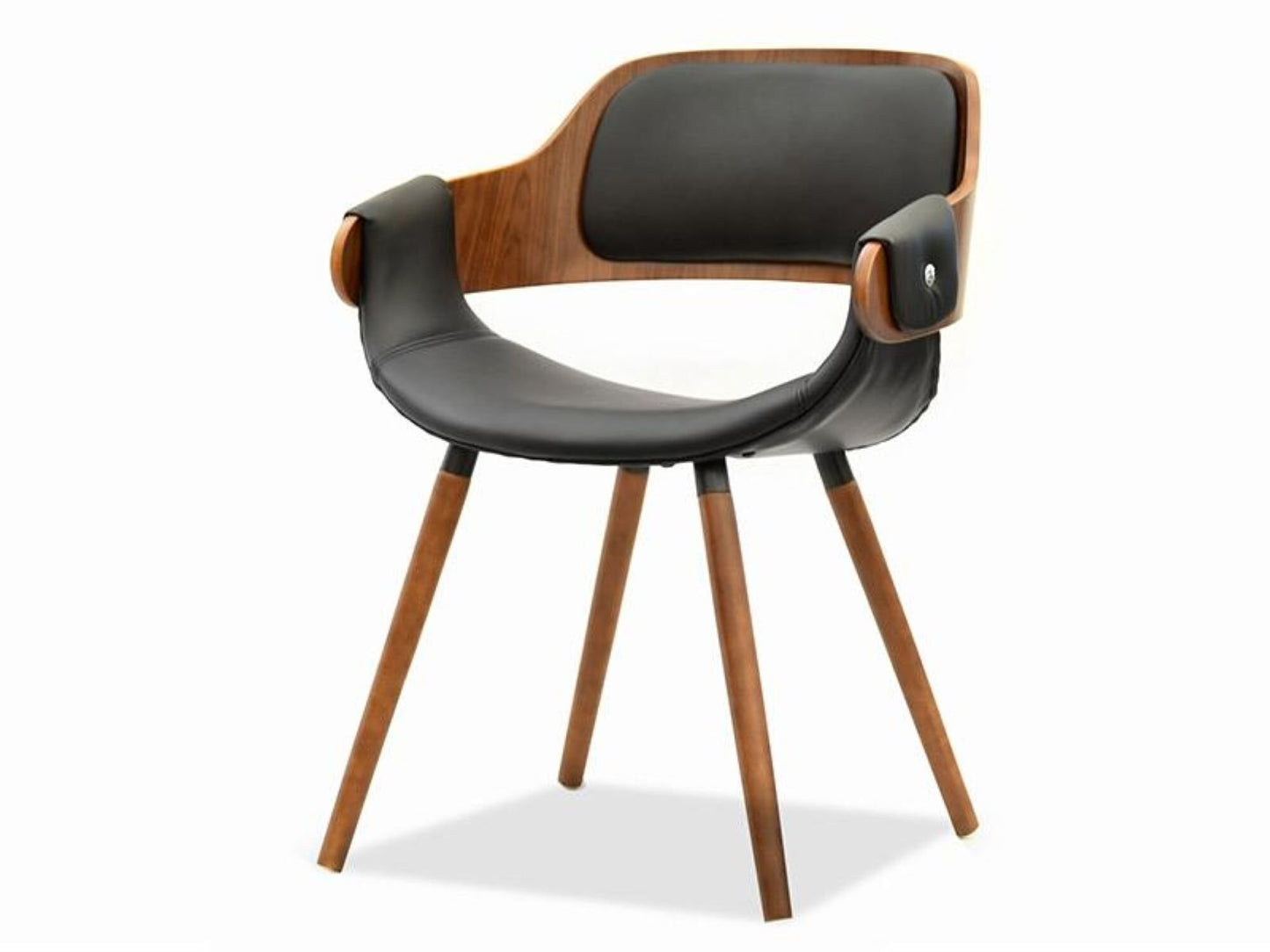 NEW Designer RETRO SCANDI Style dining/ office / desk chair grey or black and walnut wood veneer