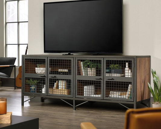 Industrial style sideboard/TV unit in Vintage Oak effect with black accents