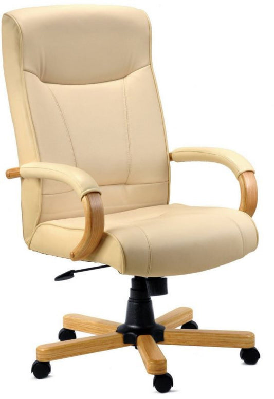 Luxury cream bonded leather faced executive armchair