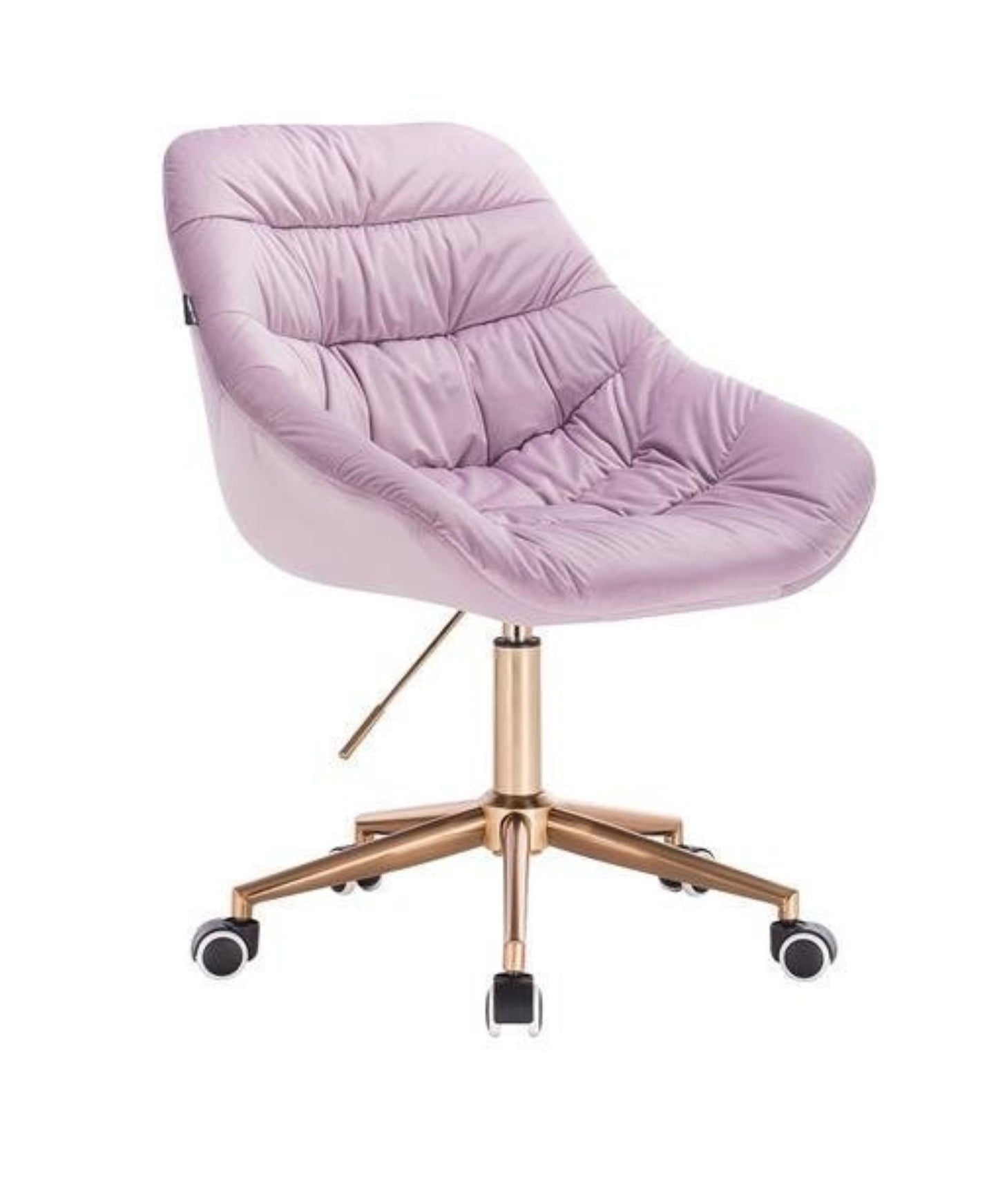 Designer velvet adjustable office/desk chair with gold swivel base in  Green/ Lilac / Pink