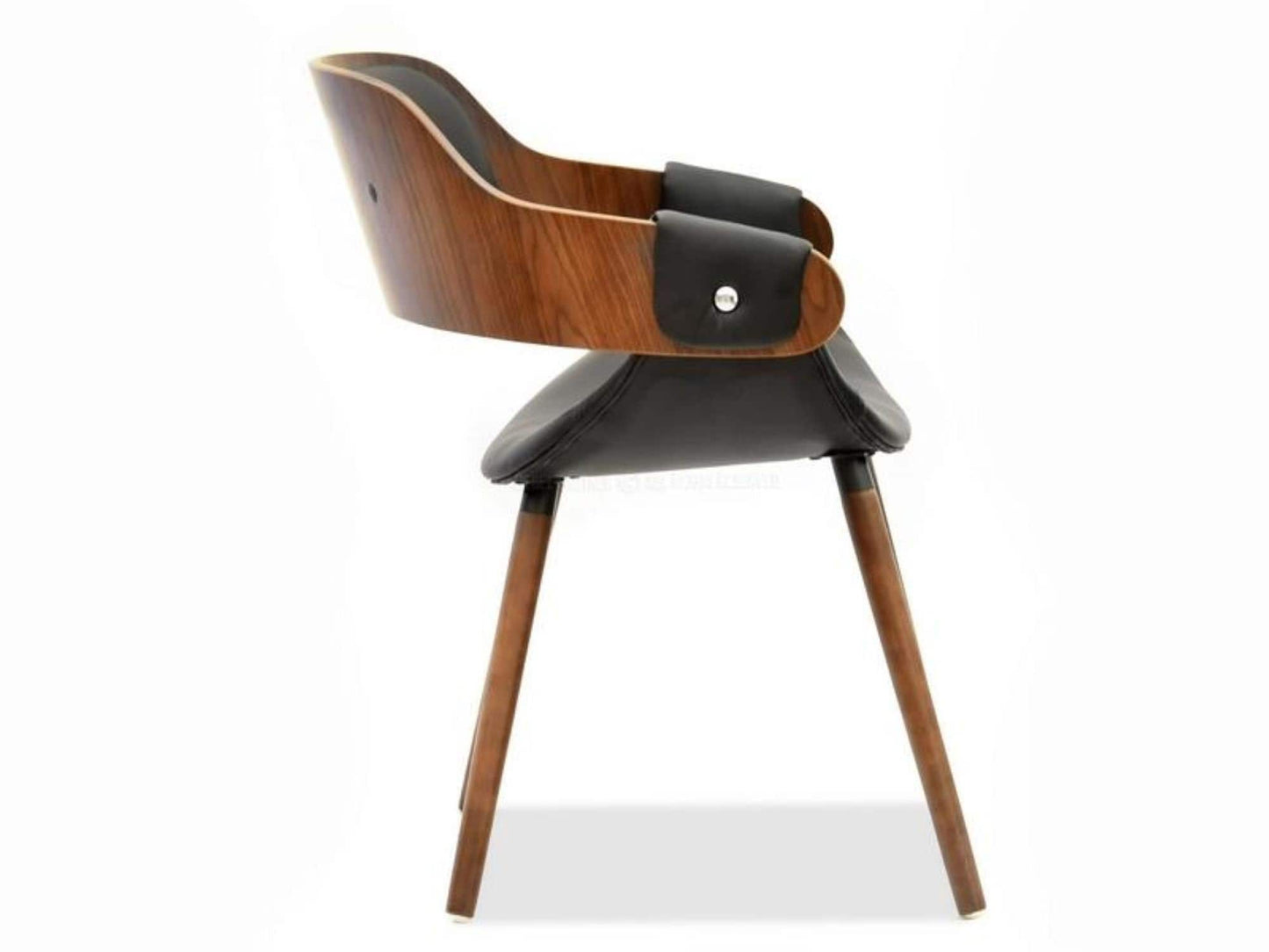 NEW Designer RETRO SCANDI Style dining/ office / desk chair grey or black and walnut wood veneer