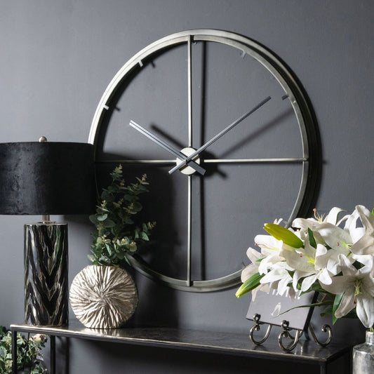 Large Round Skeleton Contemporary Clock 90cm dia