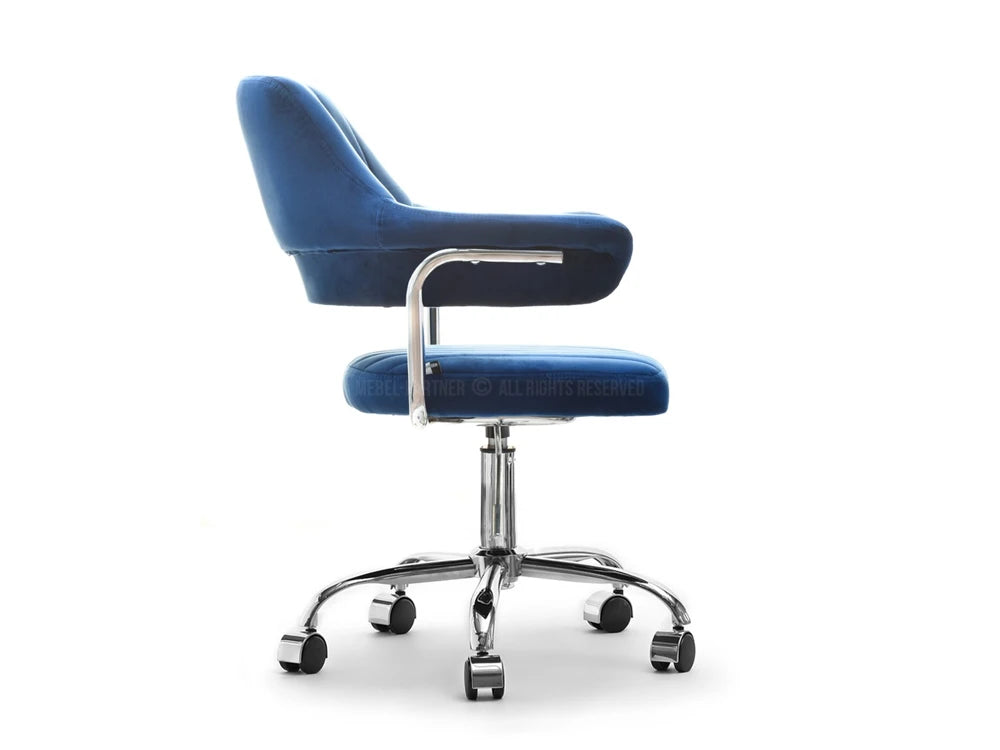 RETRO Adjustable Swivel office desk chair in Blue Velvet