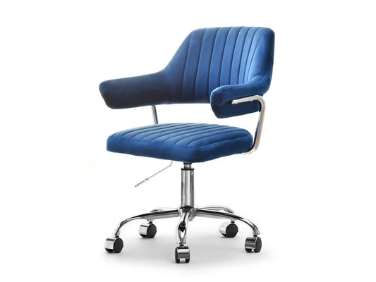 RETRO Adjustable Swivel office desk chair in Blue Velvet