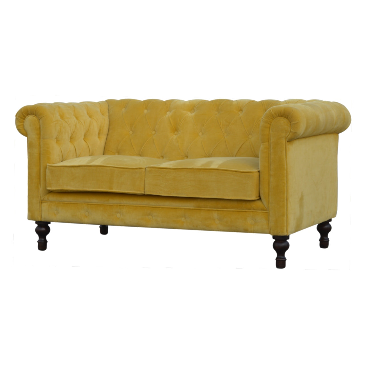 Mustard Yellow Velvet Chesterfield Sofa