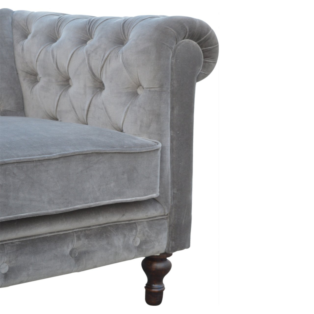 Chesterfield-Sofa aus grauem Samt