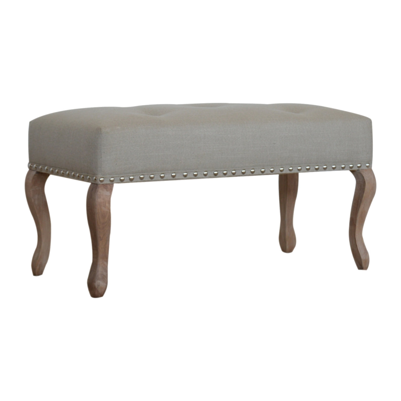 Cream Upholstered Studded Hallway Bench