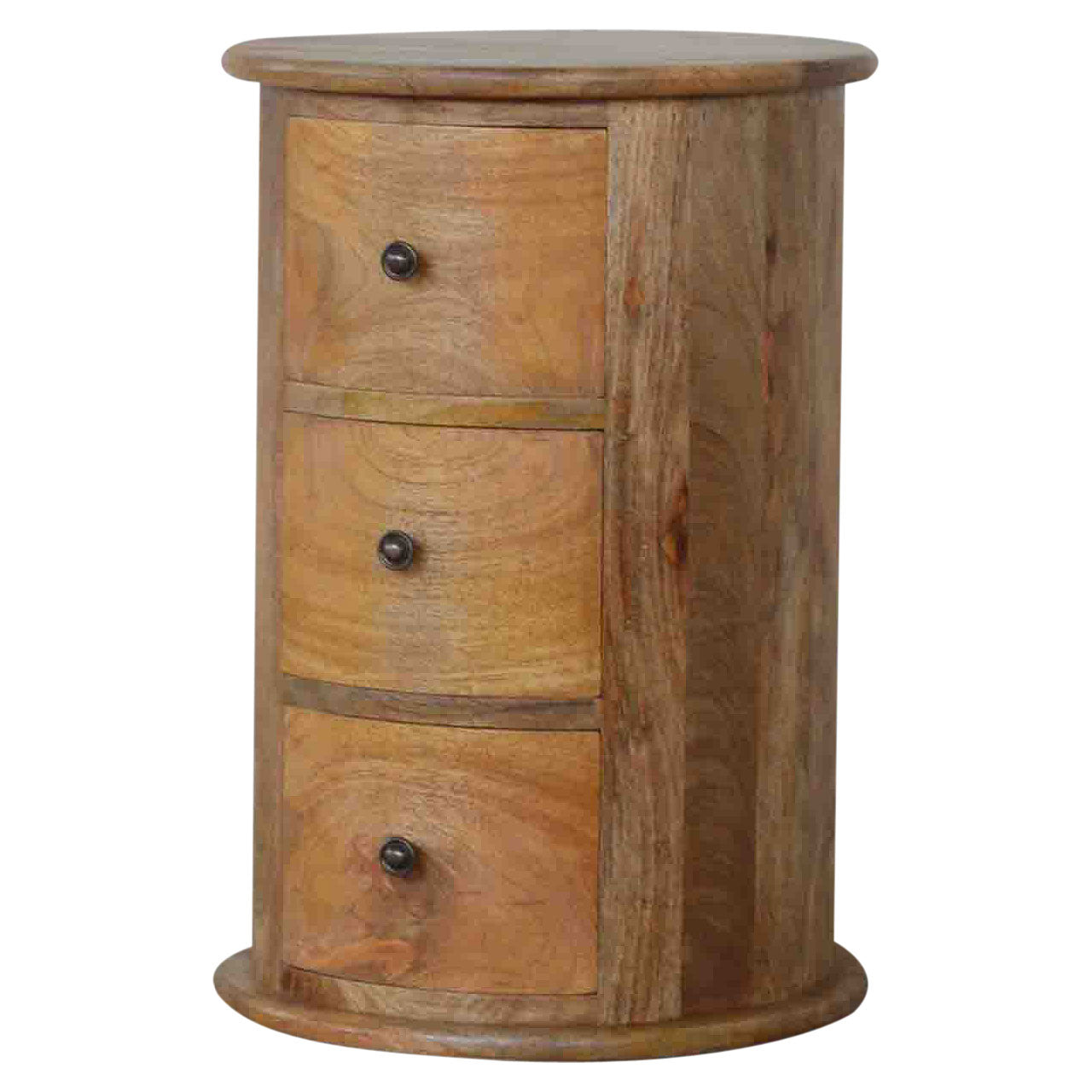 3 Drawer Mango Wood Drum Chest Bedside Drawers