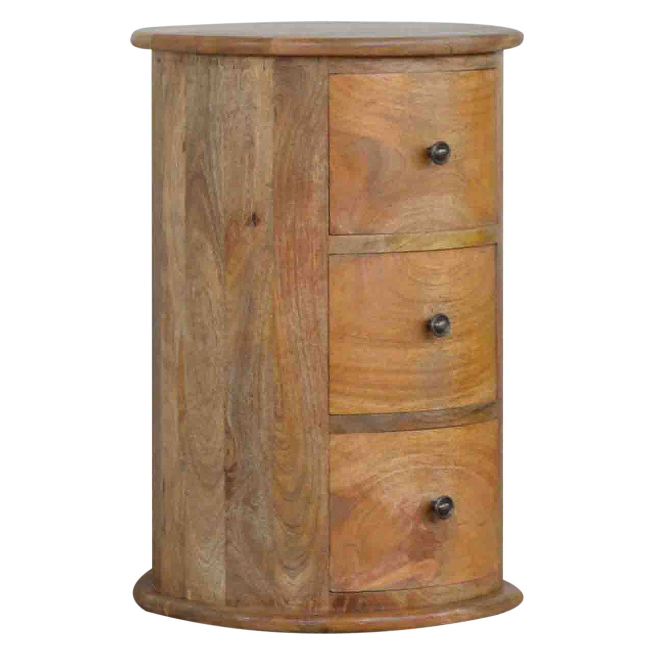 3 Drawer Mango Wood Drum Chest Bedside Drawers