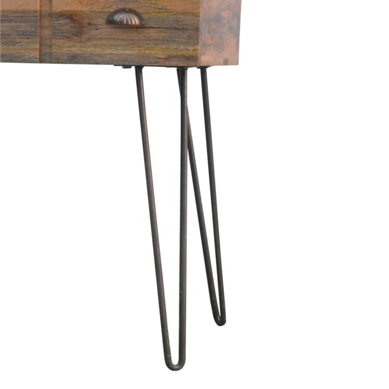 Solid Wood 2 Drawers Console Table with Iron Base