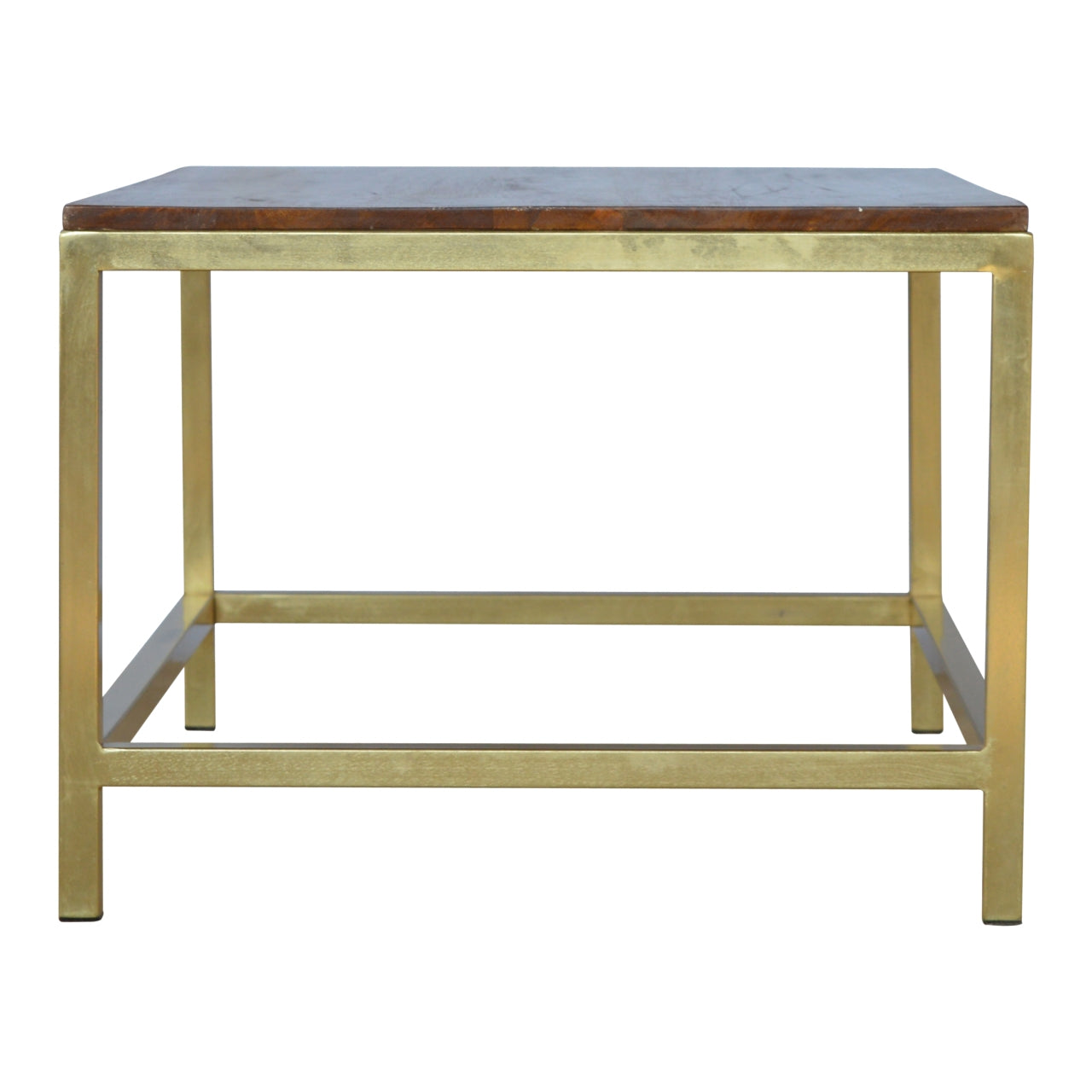 Rectangular Coffee Table with Gold Base and Wooden Top