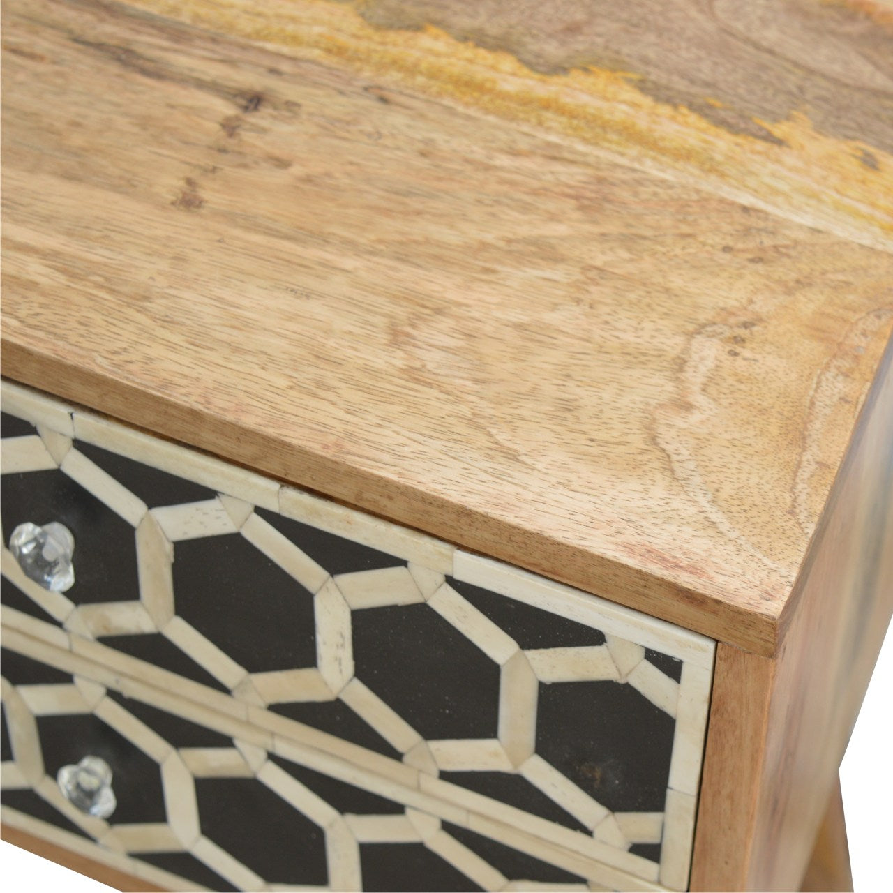 Bone Inlay Bedside Table with 2 Drawers