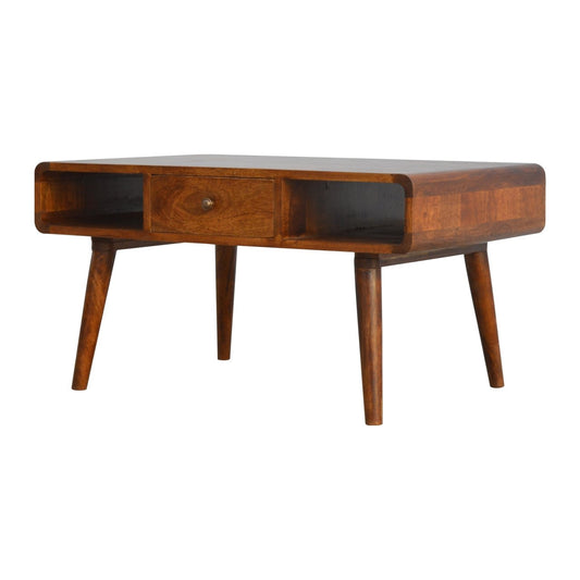 Curved Chestnut Retro Coffee Table