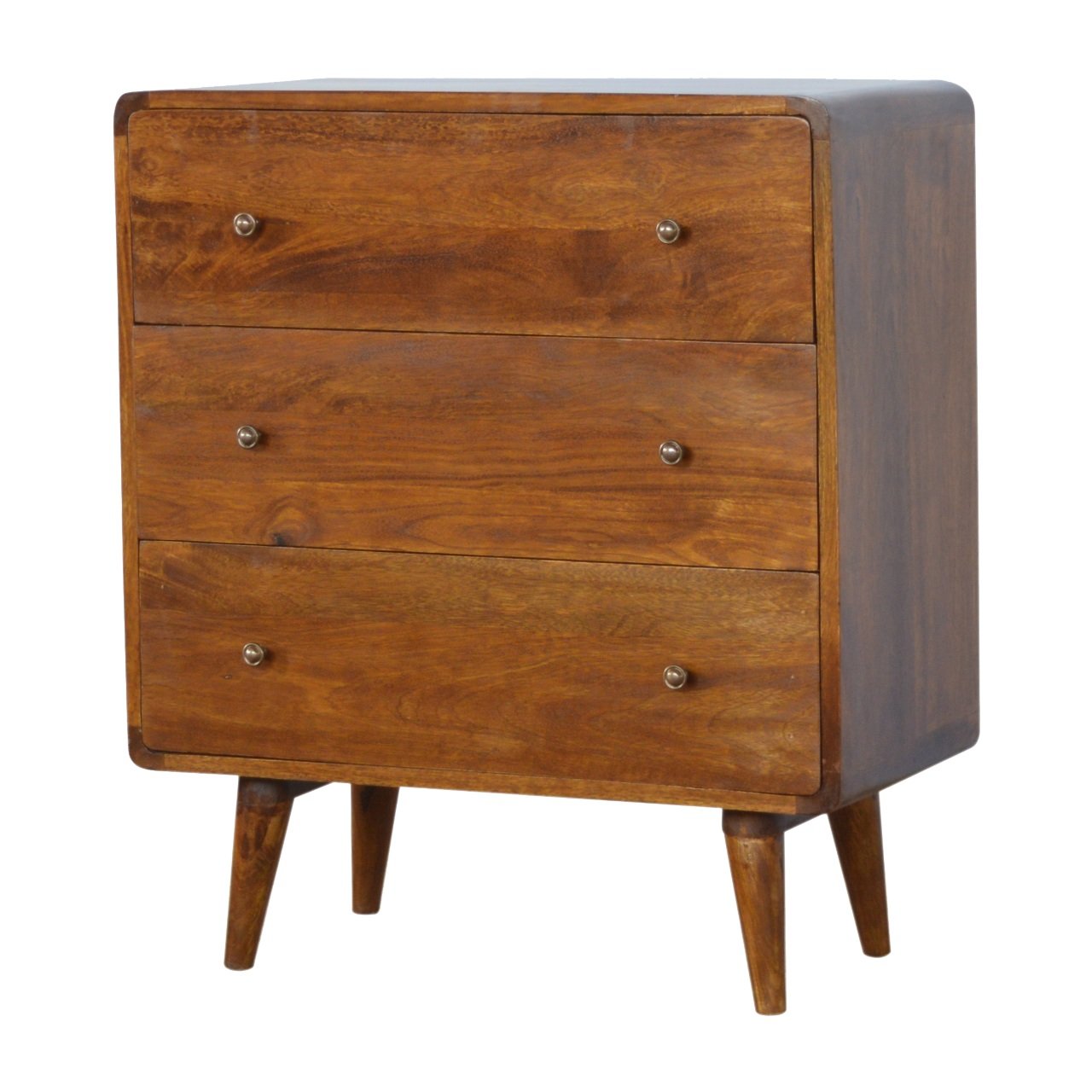 Curved Chestnut Chest Of Drawers