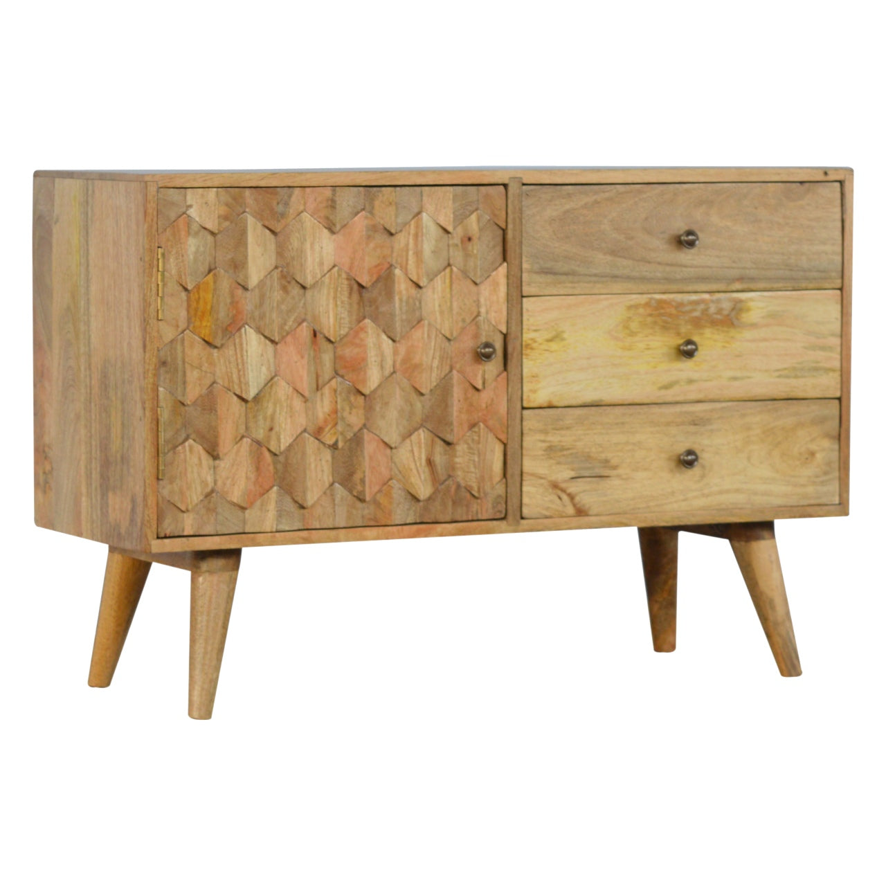 Pineapple Carved Light Wood Sideboard