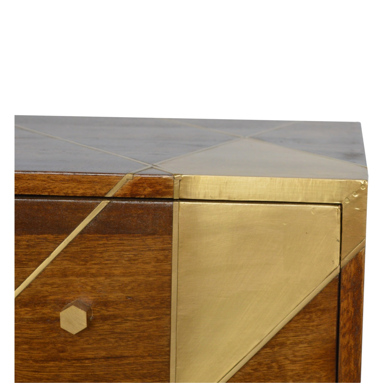 Gold Geometric Chestnut Bedside Table