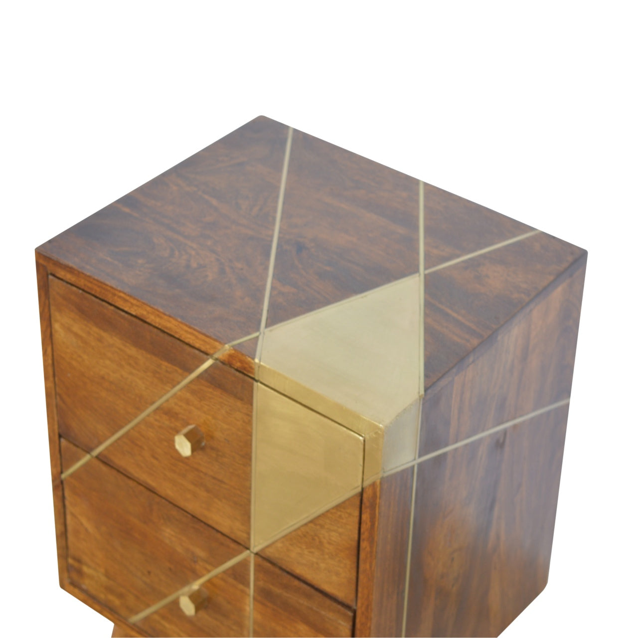 Gold Geometric Chestnut Bedside Table