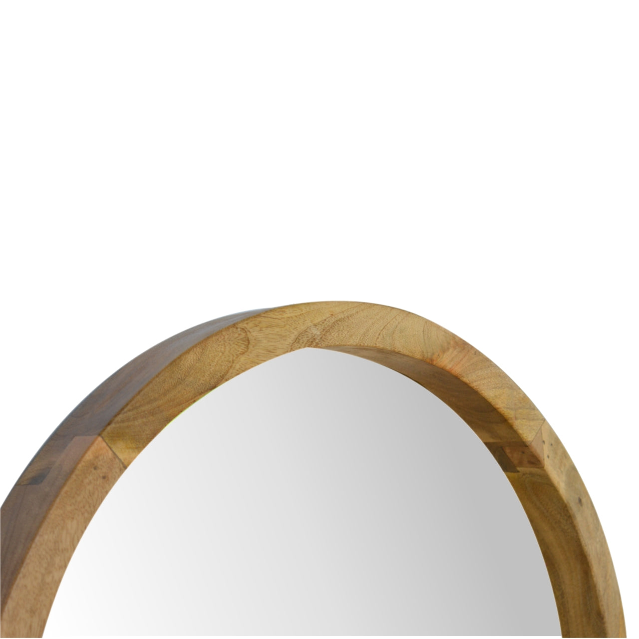 Wooden Round Mirror with 1 Shelf