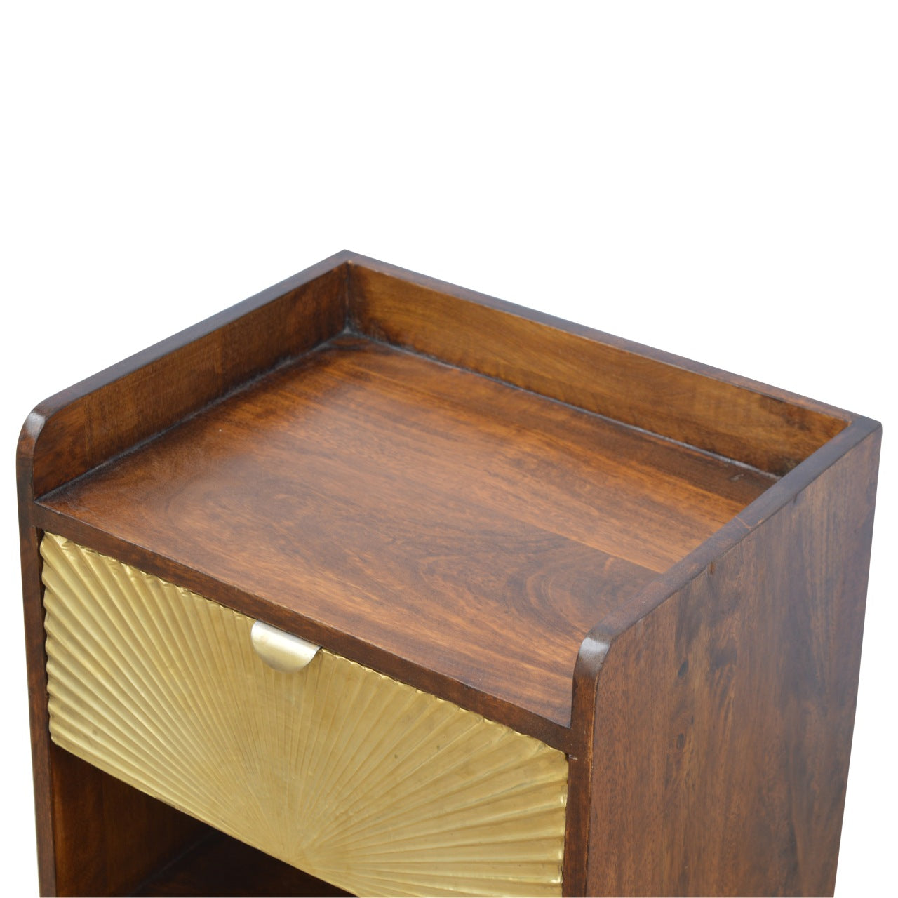 Manila Mid Century Gold 1 Drawer Bedside Table