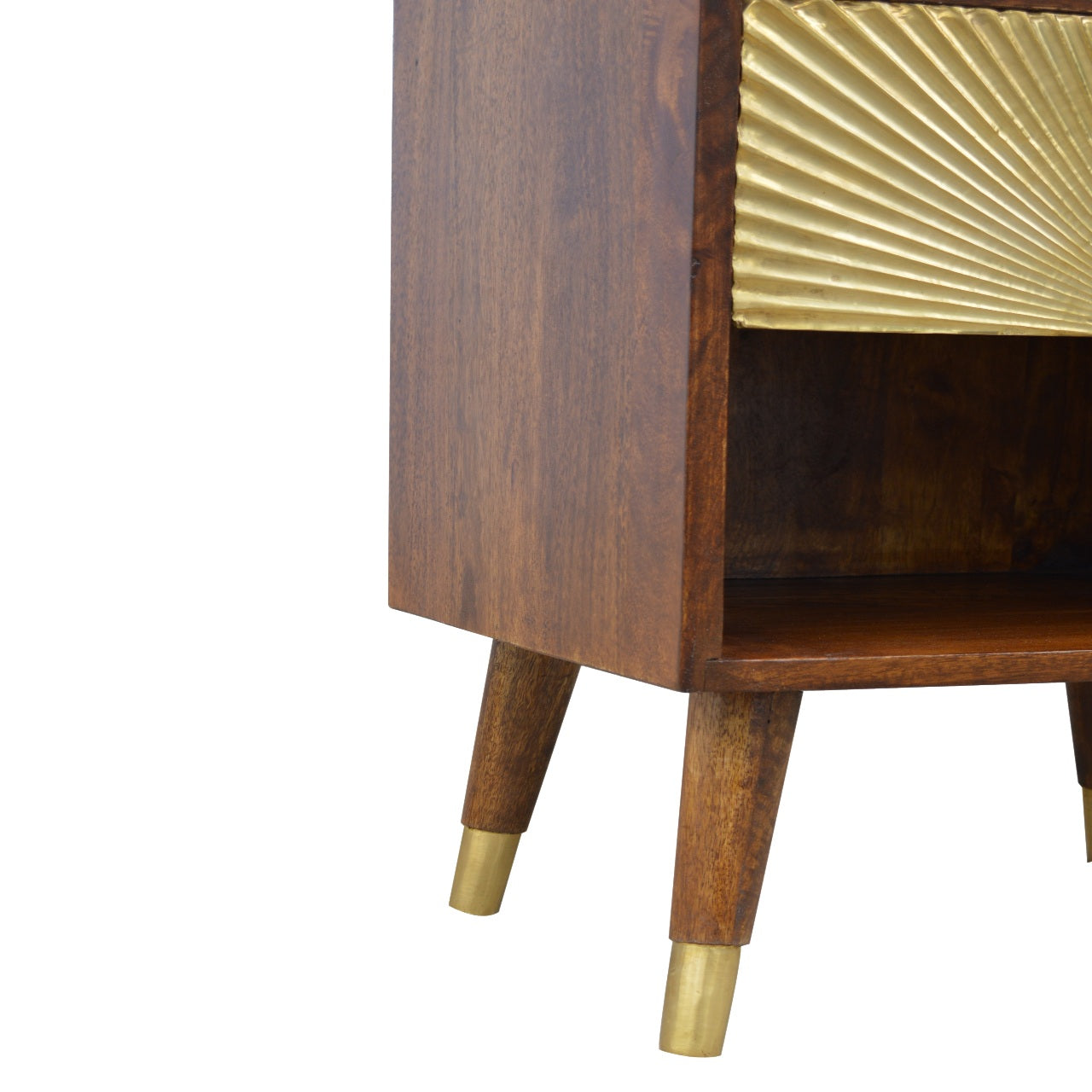 Manila Mid Century Gold 1 Drawer Bedside Table