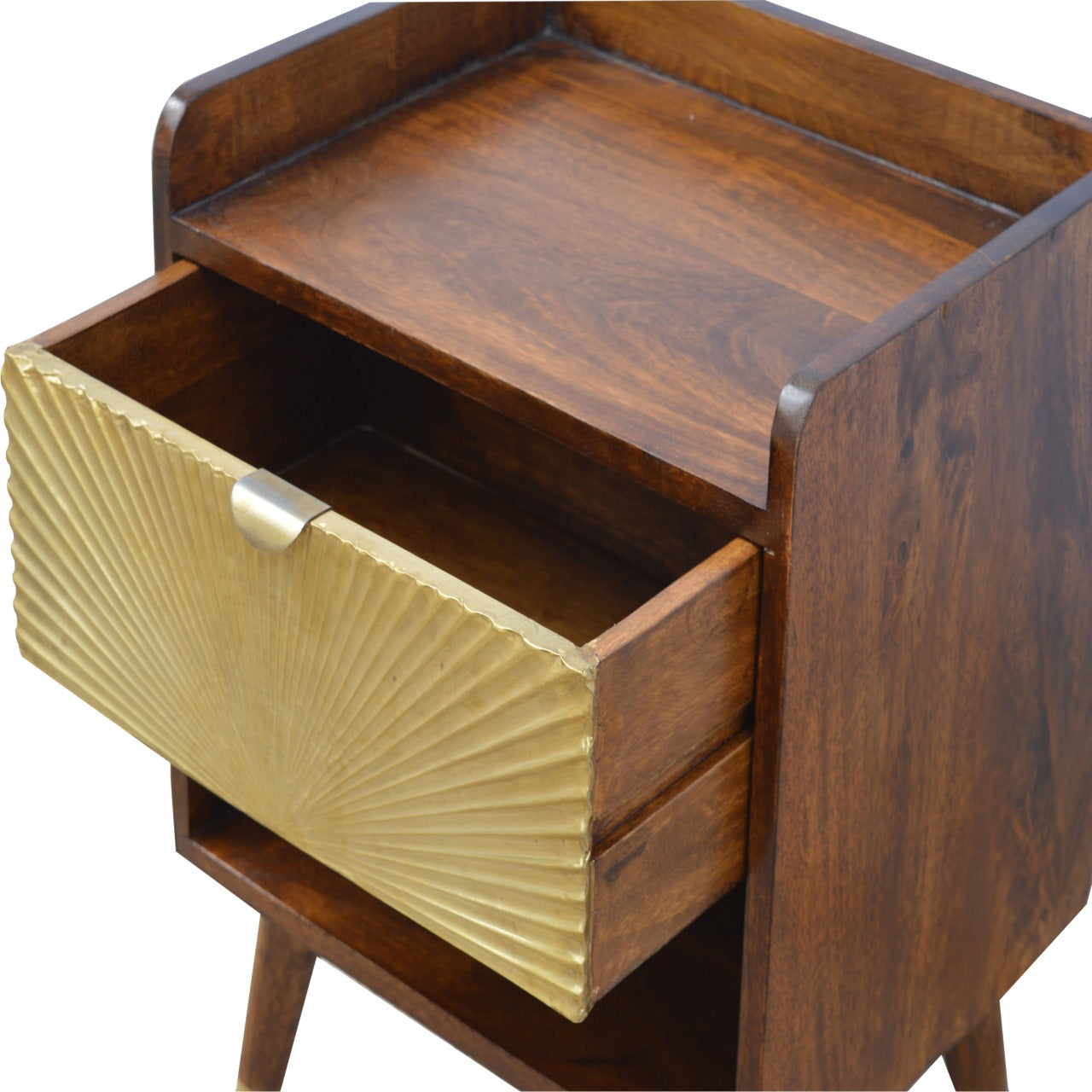 Manila Mid Century Gold 1 Drawer Bedside Table