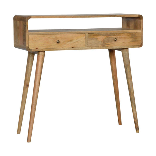 Curved Oak-ish Console Table