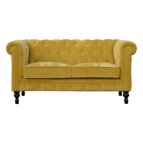 Mustard Yellow Velvet Chesterfield Sofa