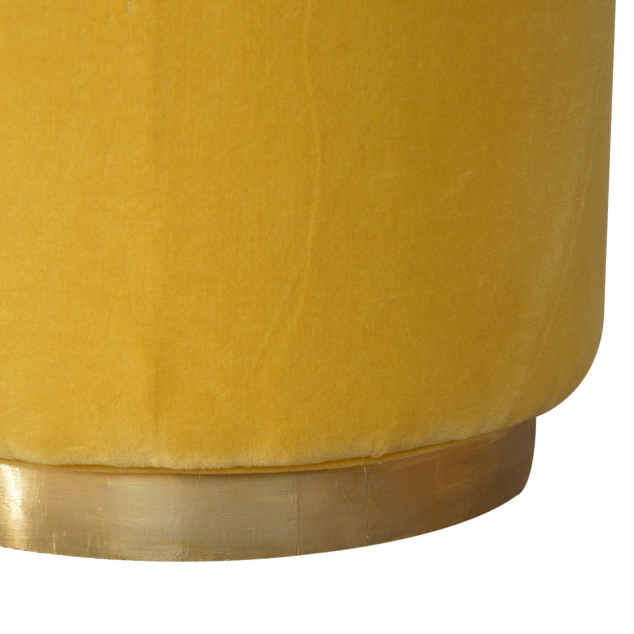 Mustard Velvet Footstool with Gold Base