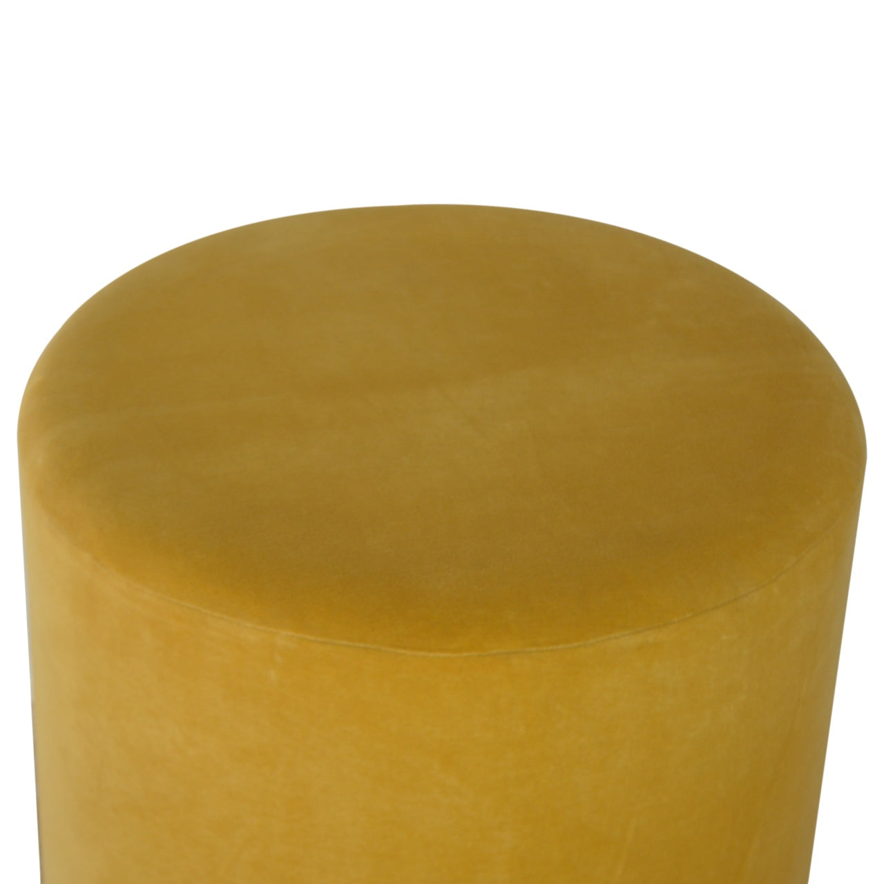 Mustard Velvet Footstool with Gold Base
