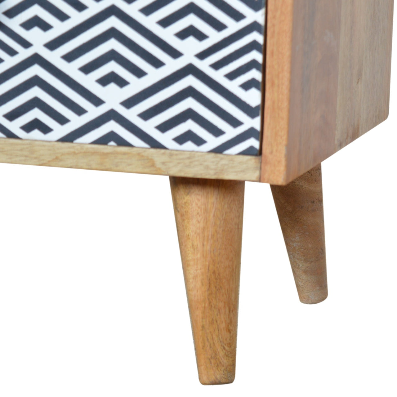 Monochrome Print Bedside Table with Open Slot
