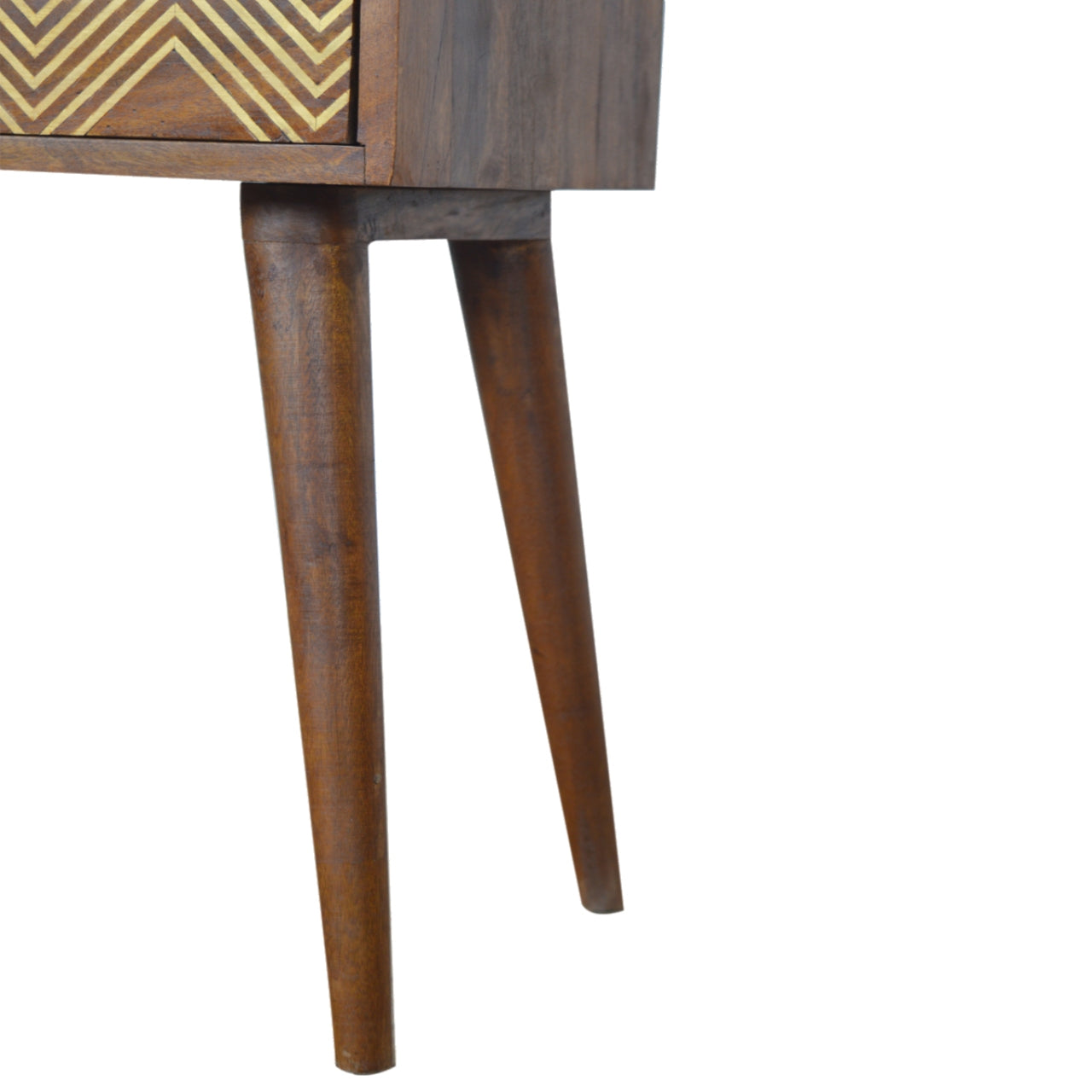 Brass Inlay Chevron Bedside Table