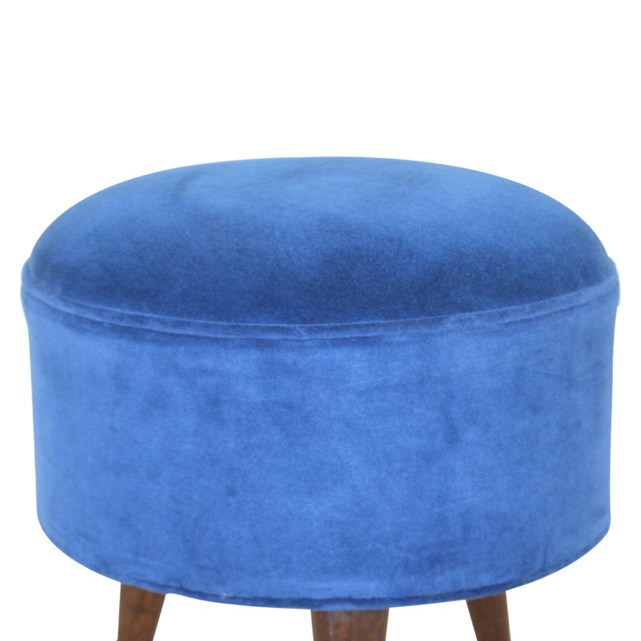 Royal Blue Velvet Nordic Style Footstool