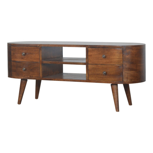 Chestnut Rounded Retro Entertainment TV Unit